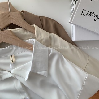 Áo sơ mi lụa trơn không túi