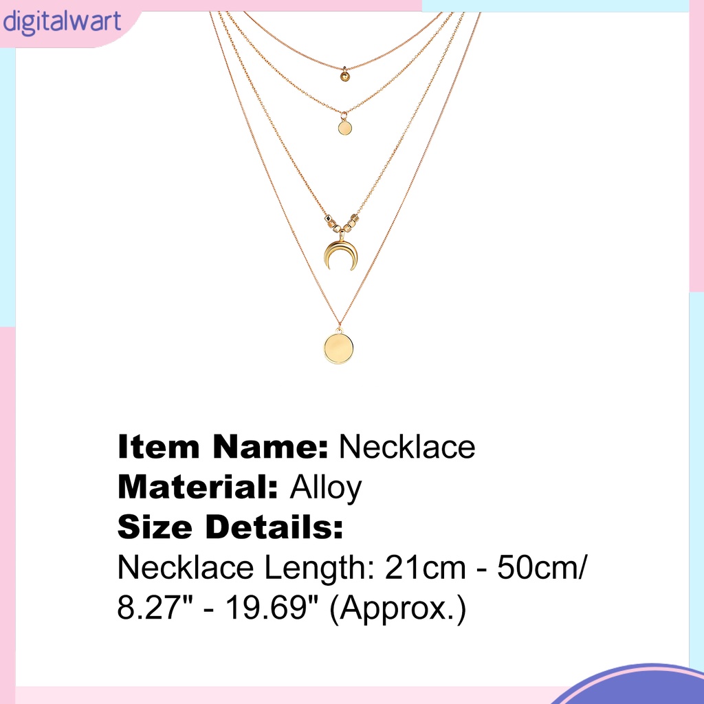 Dây chuyền đeo cổ có 4 lớp họa tiết mặt trăng và ngôi sao dễ thương cho nữ