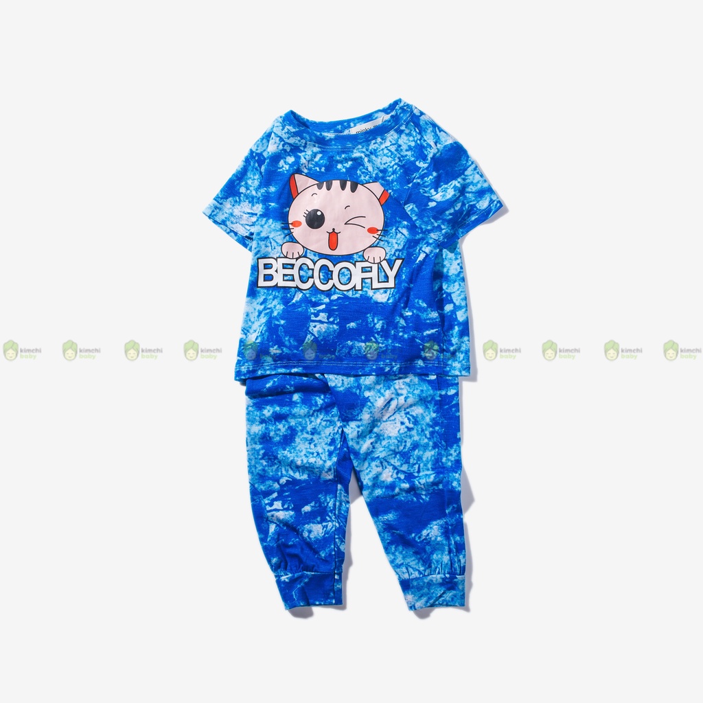 Bộ Dài Tay Cho Bé Trai, Bé Gái Vải Thun Lạnh Minky Mom Hoạ Tiết  Loang Tye Dye, Đồ Bộ Dài Tay Cho Bé Mặc Nhà MKMTD2203