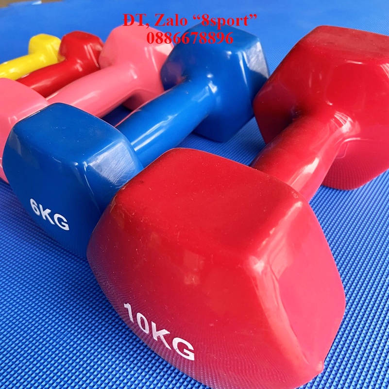 Tạ tay 5kg bọc cao su tự nhiên cao cấp, an toàn, tạ tay 1kg, 2kg, 3kg, 4kg, 5kg, 6kg, thể dục, thể thao, giảm cân 8sport