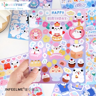 Flowertree Sticker 2 Miếng Dán Hoạt Hình Dễ Thương Trang Trí Nhật Ký