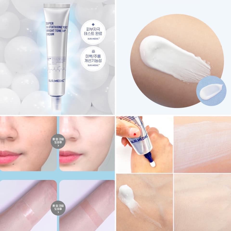 Hàn Quốc - Kem dưỡng trắng da nâng tone Sur.Medic Super Glutathione 100 Bright Tone Up Cream . | BigBuy360 - bigbuy360.vn