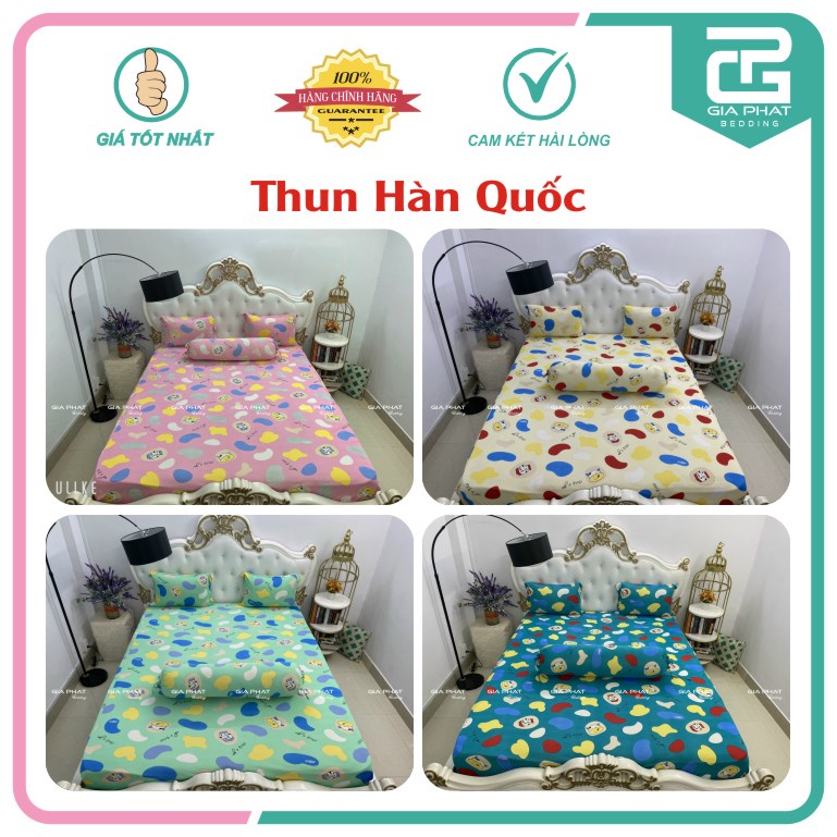 Bộ ga gối Thun Lạnh Hàn Quốc { 4 Món } họa tiết Bò Sữa ( 1 ga bọc + 2 vỏ gối nằm + 1 vỏ gối ôm )