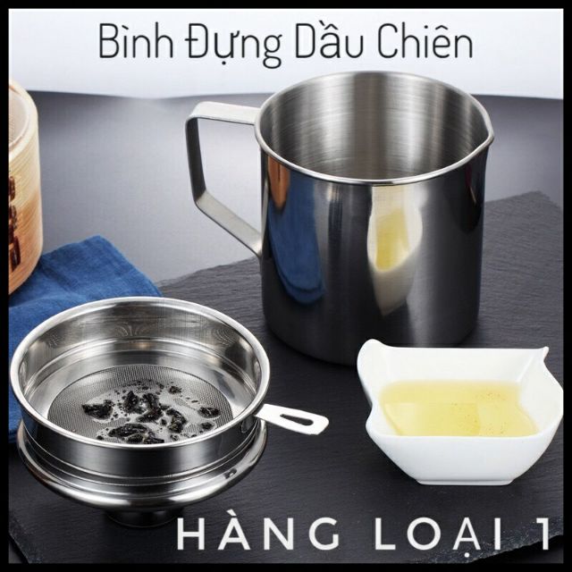 🍀🍀Bình Lọc Dầu Ăn Có Lưới Lọc Cặn bằng INOX 304 dung tích 1,2L. Ca lọc cặn dầu ăn