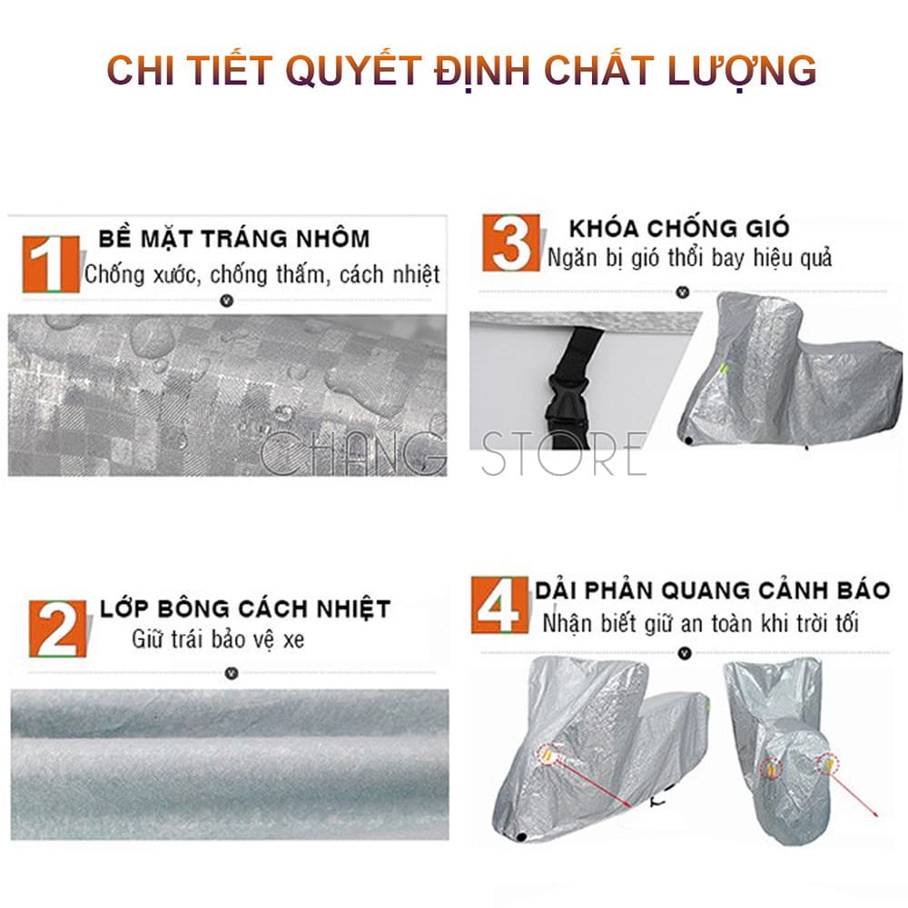 Bạt phủ xe máy che nắng, che mưa, chống bám bụi, chống trầy xước loại dầy