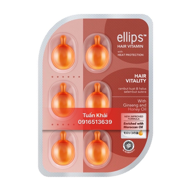 Serum Dưỡng Tóc Ellips Vitamin Hair Vitamin Moroccan Oil - 1vỉ 6 viên
