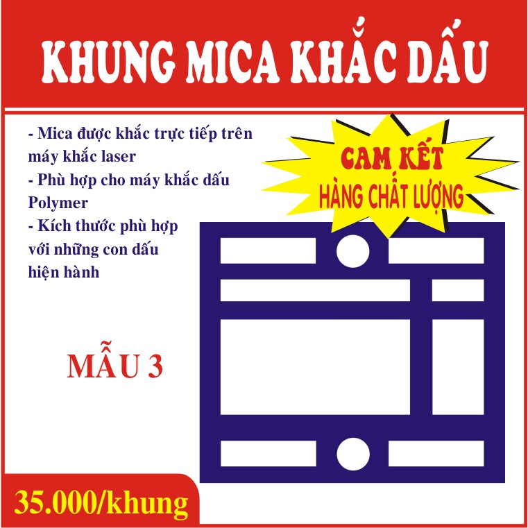 KHUNG MICA KHẮC DẤU ĐỘ DÀY 2mm