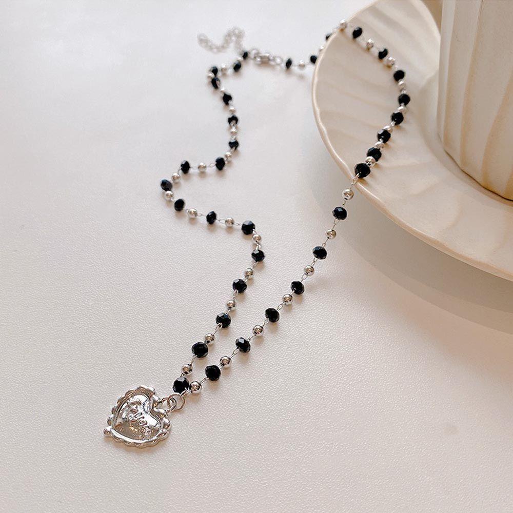 AROMA Dây Chuyền Mặt Trái Tim Khắc Chữ Phong Cách Hàn Quốc Ngọt Ngào Cho Nữ