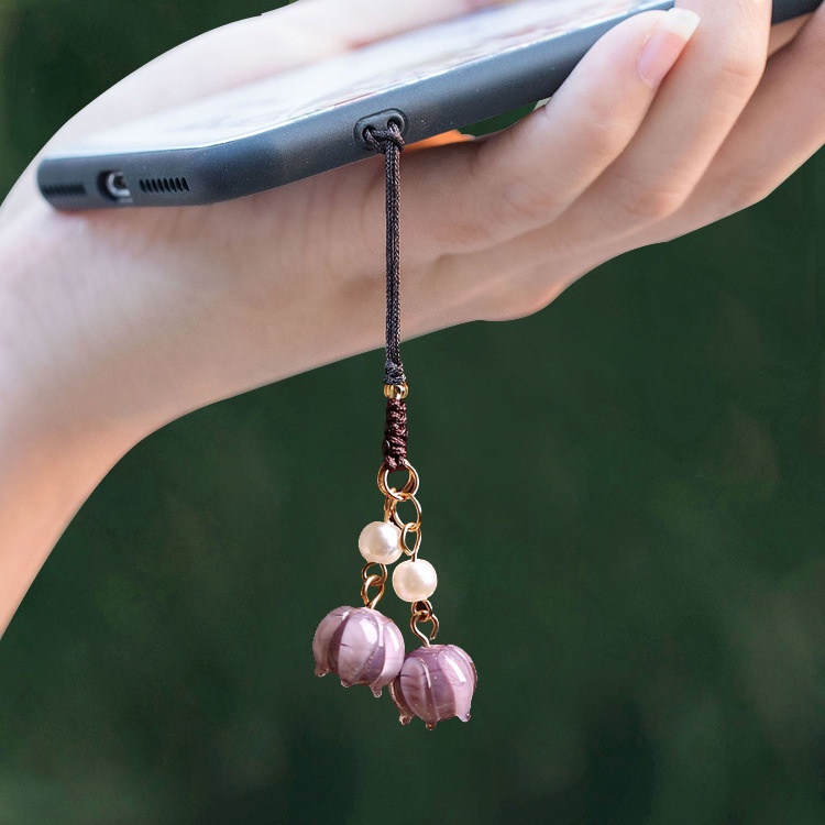 Hàng Mới Về [Hàng Mới Về] Dây Đeo Điện Thoại Phong Cách Mori Lily of the Valley Phong Cách Trung Hoa