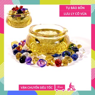 Tụ bảo bồn phong thủy tài lộc lưu ly sinh tài lộc cát khí - Bát 6cm + 40 thỏi vàng ngũ hành