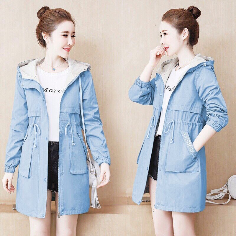 Áo Khoác Lót Lông Nữ Dáng Dài Thêu Chữ 2 Mặt