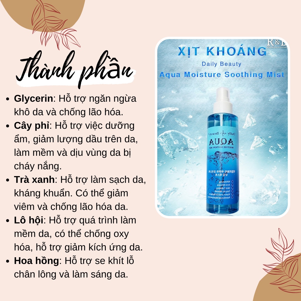 Xịt Khoáng Dưỡng Da Ẩm Mượt Mịn Màng 𝗔𝗾𝘂𝗮 𝗠𝗼𝗶𝘀𝘁𝘂𝗿𝗲 𝗦𝗼𝗼𝘁𝗵𝗶𝗻𝗴 𝗠𝗶𝘀𝘁