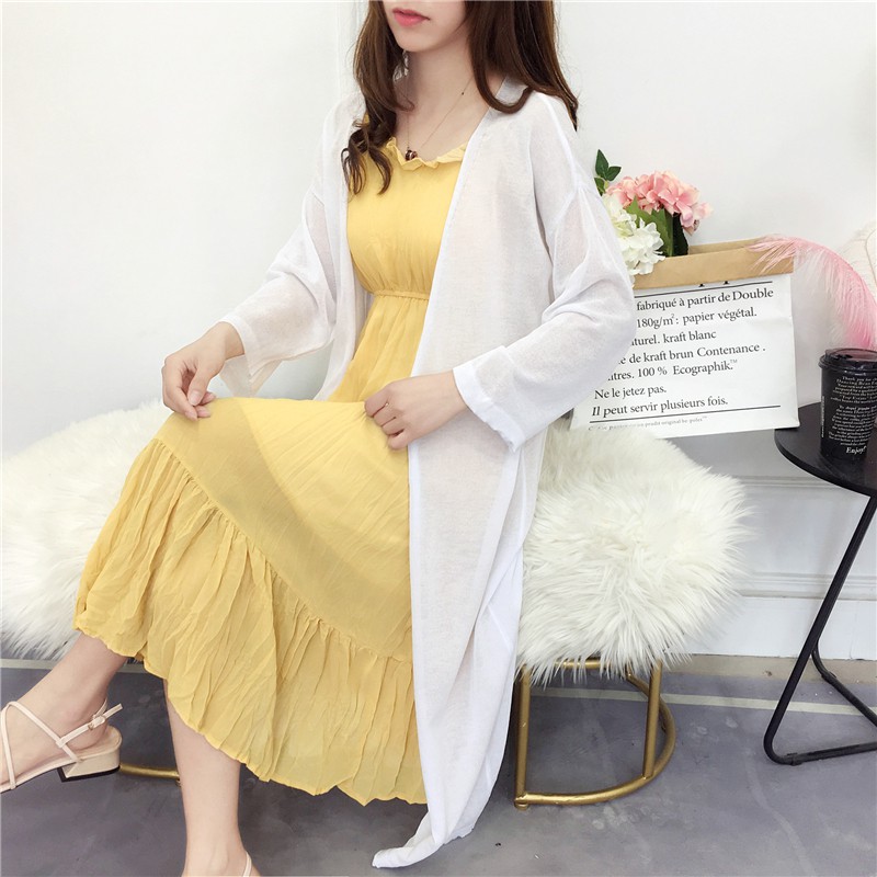SUXI FREESHIP ĐƠN 99K_ Áo khoác Cardigan dệt kim tay lỡ chống tia UV thiết kế thanh lịch