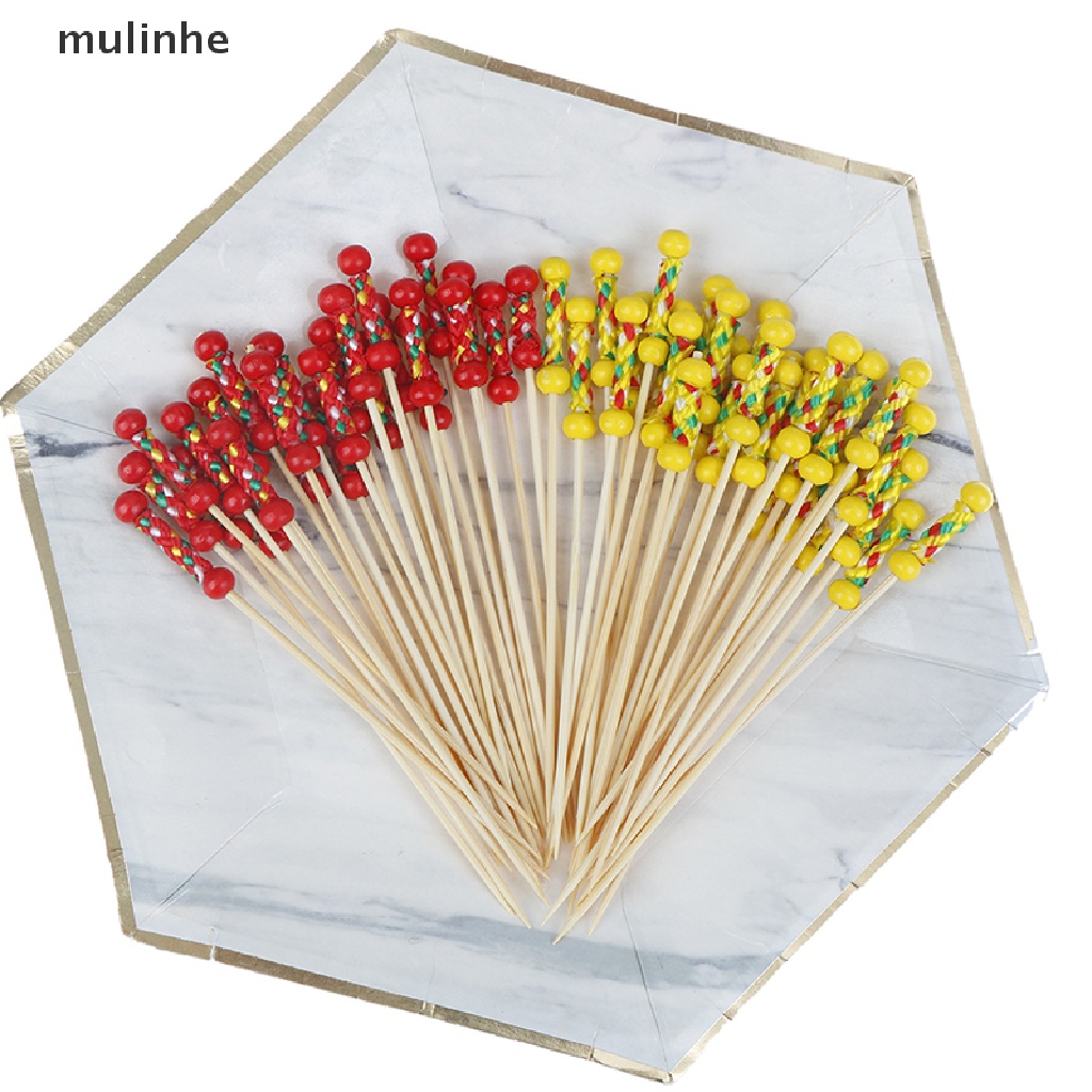 Set 100 Tăm Tre Hai Hạt Dùng Để Trang Trí Đồ Tráng Miệng / Tiệc Cưới
