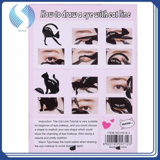 Pro 2pcs/Set Cat Eyeliner Stencil Makeup Eyebrow Models Stamp Template Card
