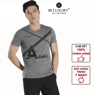 Áo phông họa tiết nam BILUXURY màu ghi sáng - APKH063GHS