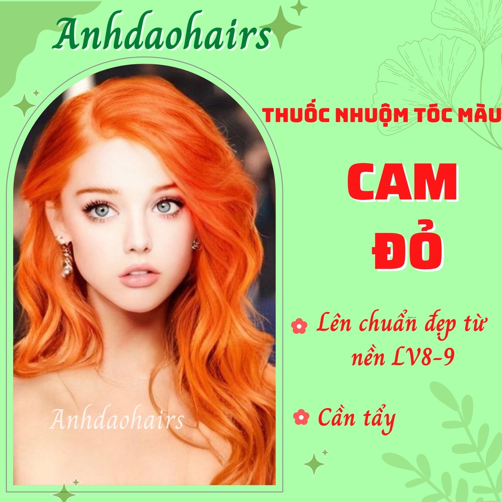 Thuốc Nhuộm Tóc Màu Cam Đỏ ,Tặng Kèm Oxy Trợ Nhuộm 100ml, Bao Tay, Mũ Trùm Tóc,Trùm Tai,Và Ủ Tóc Bio, Thuốc Thơm, Giá Rẻ
