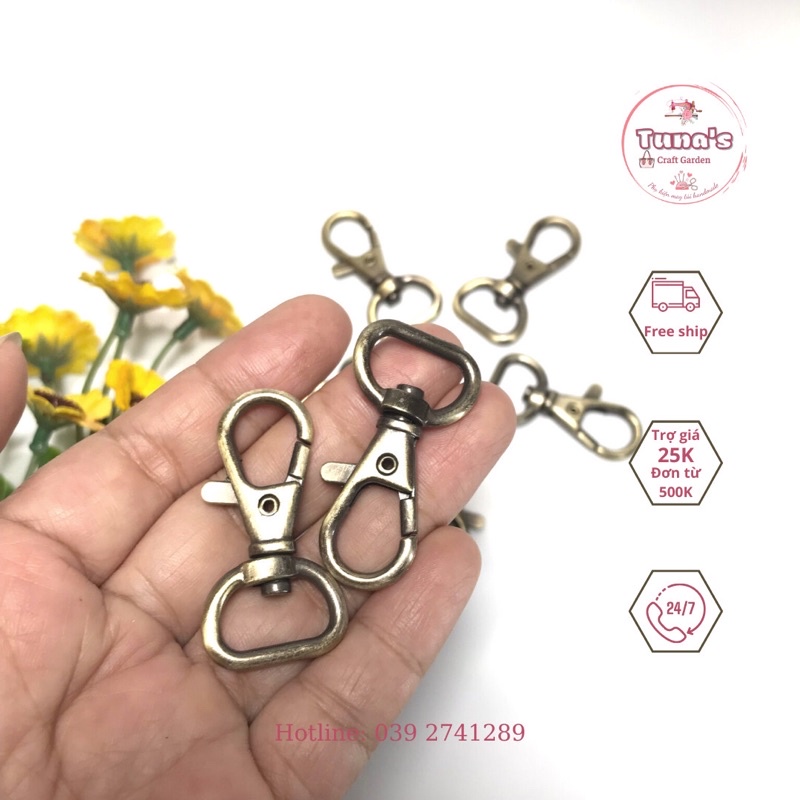 Móc cua 1,5cm làm quai túi xách handmade