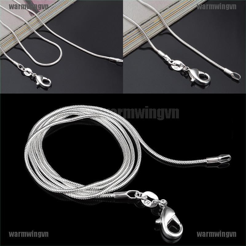 Fashion 925 Sterling Silver Plated Stamp 925 Snake Chain 1mm Necklace 16" 18" 20" 22" 24" ingvn