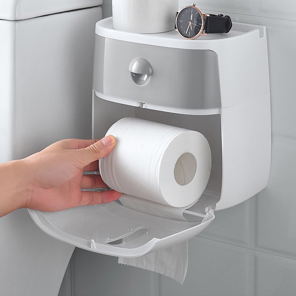 Hộp đựng giấy vệ sinh kèm kệ để đồ Coco 2 tầng cao cấp có ngăn kéo thông minh - BOSKO