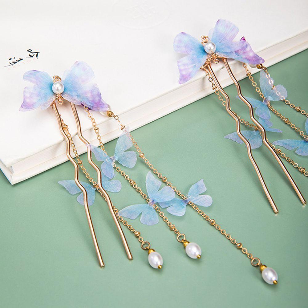 JARRED Trâm Cài Tóc Đính Hạt Phối Tua Rua Phong Cách Trung Hoa Thanh Lịch Cho Nữ