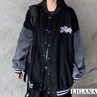 Áo Khoác Nhung Tăm Thêu Chữ ZOMBIE ❤ Áo BomBer Bóng Chày Nam Nữ Phong Cách Hàn Quốc
