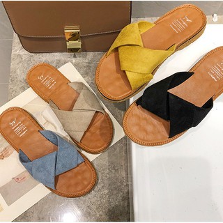 🌺Dép Da Lộn A139 Lượn Sóng / Dép Bệt Đi Chơi Cá Tính/ Dép Xinh Đơn Giản Hàn Quốc