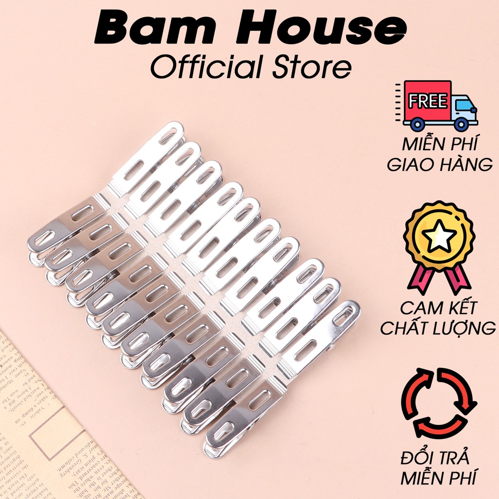 Bộ 20 kẹp quần áo inox Bam House cao cấp siêu bền KAI02 – Gia dụng bếp