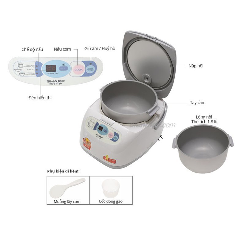 Nồi cơm điện Sharp KS-ZT18G | BigBuy360 - bigbuy360.vn