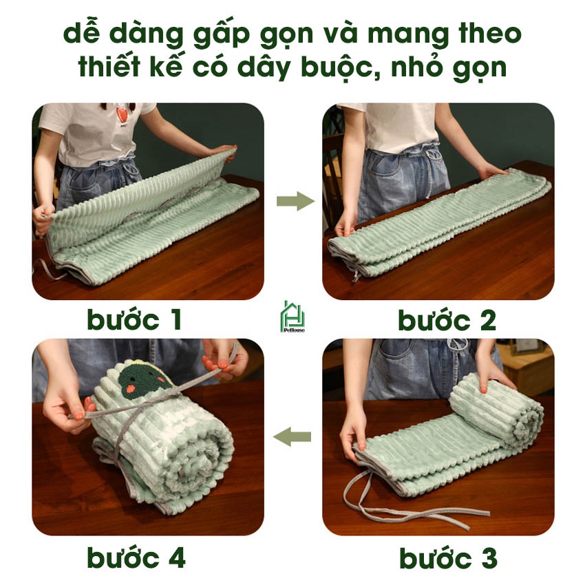 Chăn Ngủ Văn Phòng 4 Mùa Cao Cấp Chất Tuyết Nhung 115 x 170 cm Họa Tiết Đáng Yêu Pehouse Shop