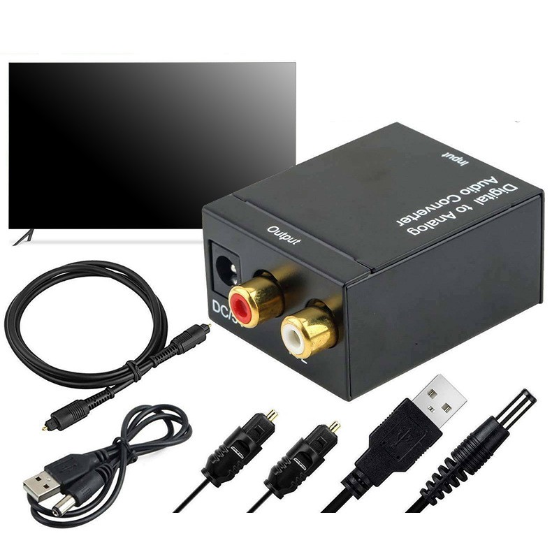 Digital to Analog Audio Converter Optical Fiber Toslink Coaxial Signal to RCA R/L Audio Decoder SPDIF ATV DAC Amplifier