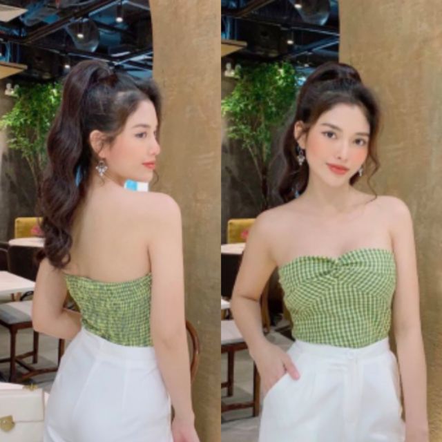Áo crop caro quây ngực