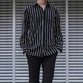 Áo sơ mi đen sọc trắng - Áo somi nam
