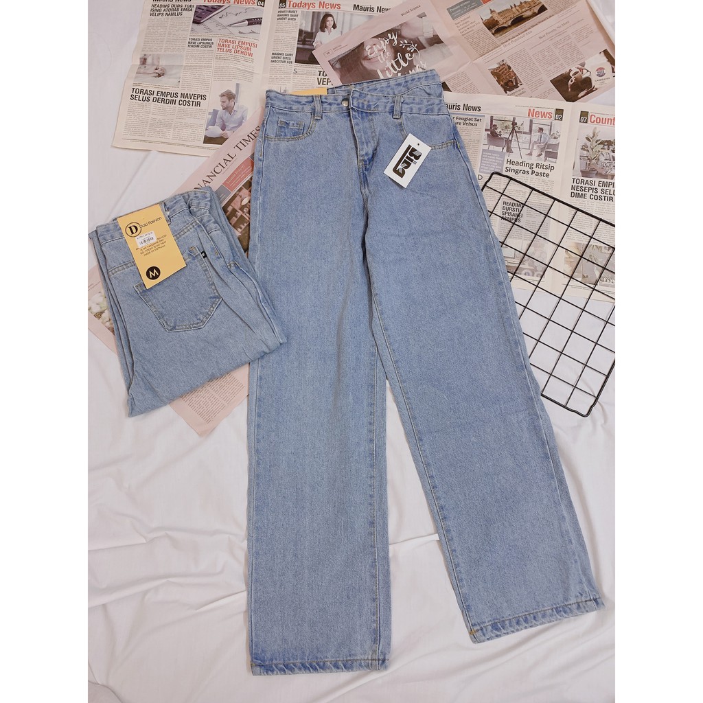 Quần jeans nữ Shynstores - quần suông ống rộng cạp chéo dáng dài vải đẹp freeship | BigBuy360 - bigbuy360.vn