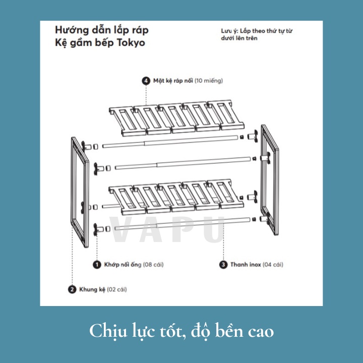 Kệ gầm bếp đa năng Inochi Tokyo Nhật Bản, để giày, chén bát đĩa, kệ nhà bếp, gia vị, Vạn Phúc Store