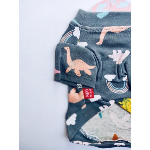 Áo thun cotton hoạ tiết hình thế giới khủng long dành cho thú cưng, Quần áo chó mèo LaLi Petfashion