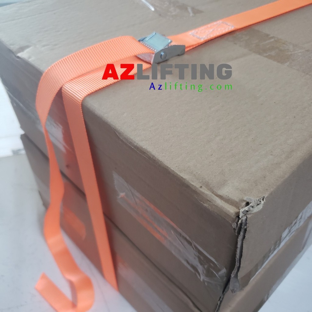 Dây chằng hàng khóa cam 500kg bản 25mm cam/đen/xanh, dây đai vải cột hàng, chằng hàng hóa, thùng carton nhanh chóng