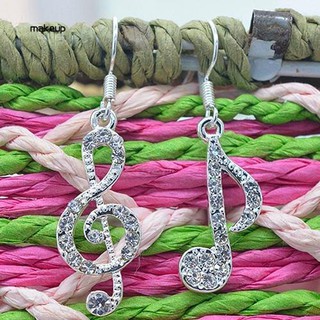 Cặp bông tai hình khóa và nốt nhạc đính đá lấp lánh thời trang nữ