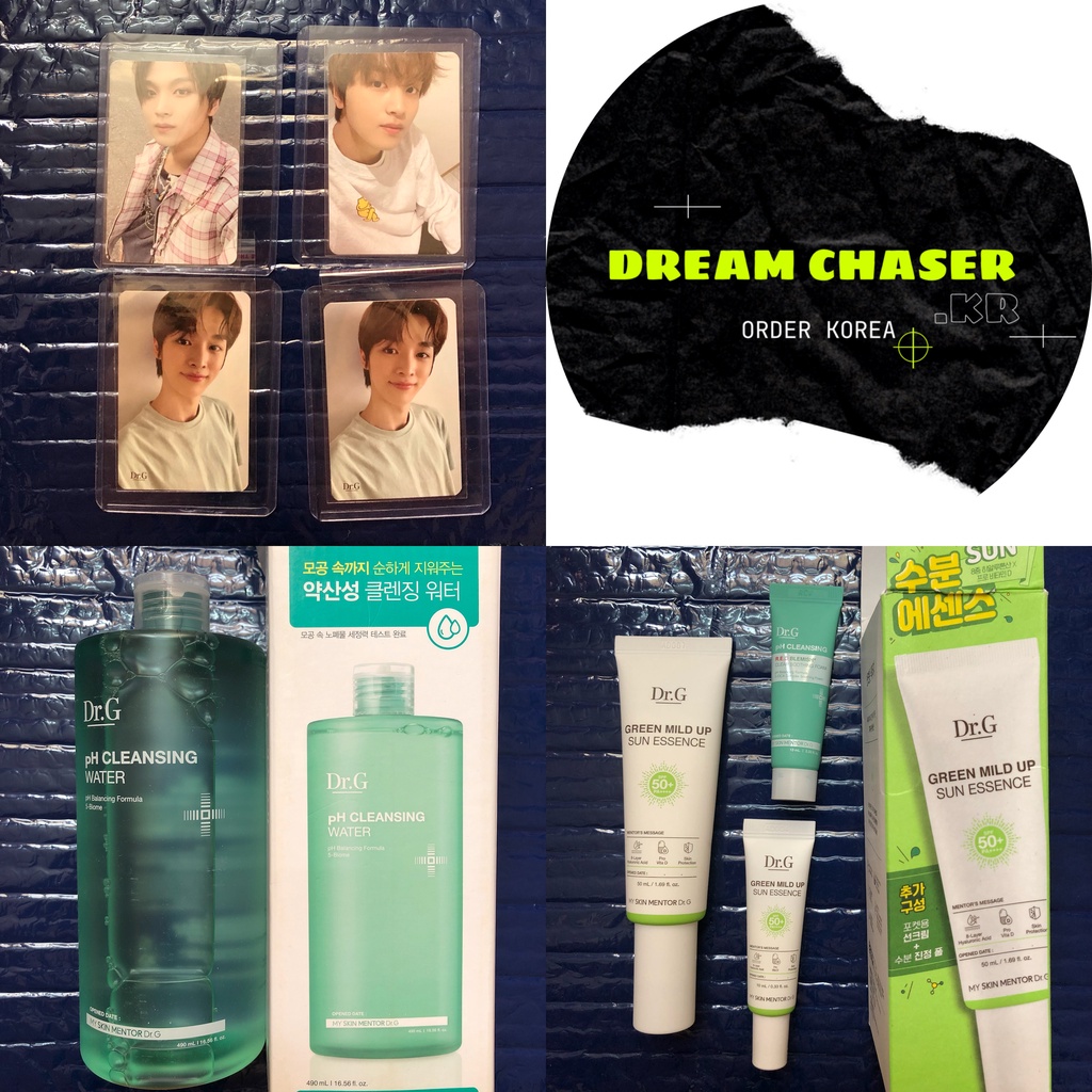 Ảnh thẻ Haechan, Sungchan, mỹ phẩm nước tẩy trang Dr.G