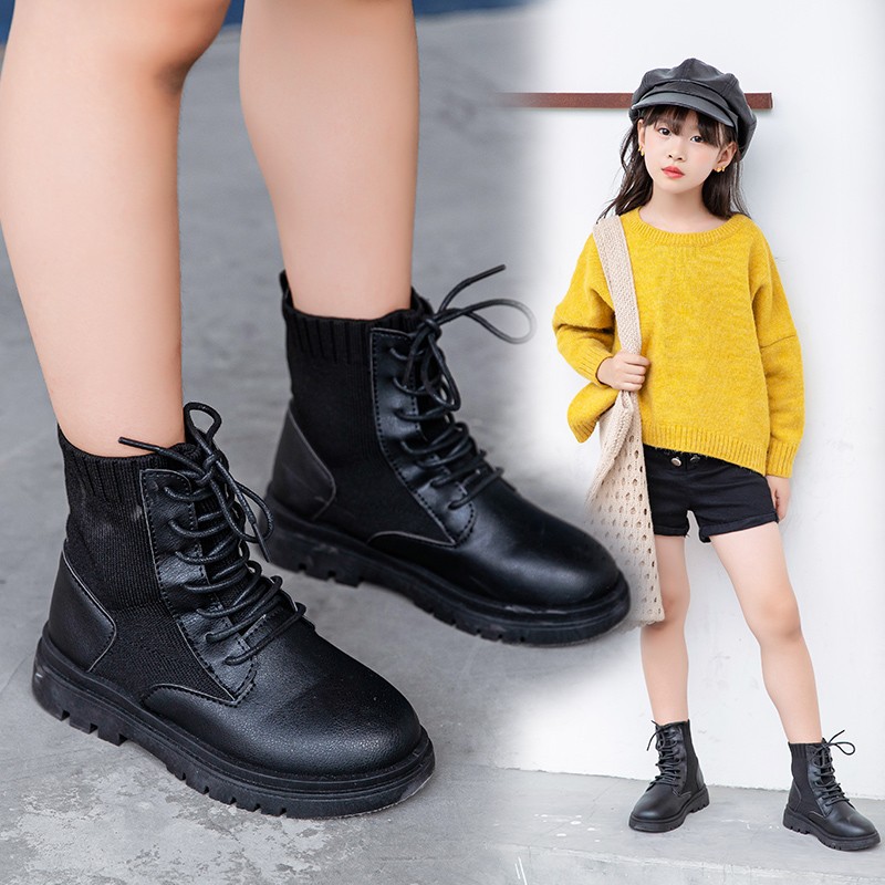 Giày boots Martin chống trượt thoáng khí phong cách thời trang Hàn Quốc dành cho bé