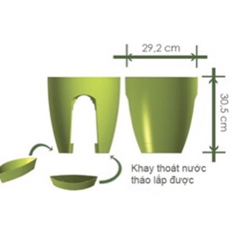 Chậu hoa tròn kẹp lan can/ban công kt 30x30cm