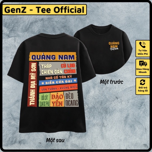 Áo Thun Local Brand Tỉnh Quảng Nam, Áo 63 Tỉnh Thành Nam Nữ Form Rộng Unisex Genz Cá Tính