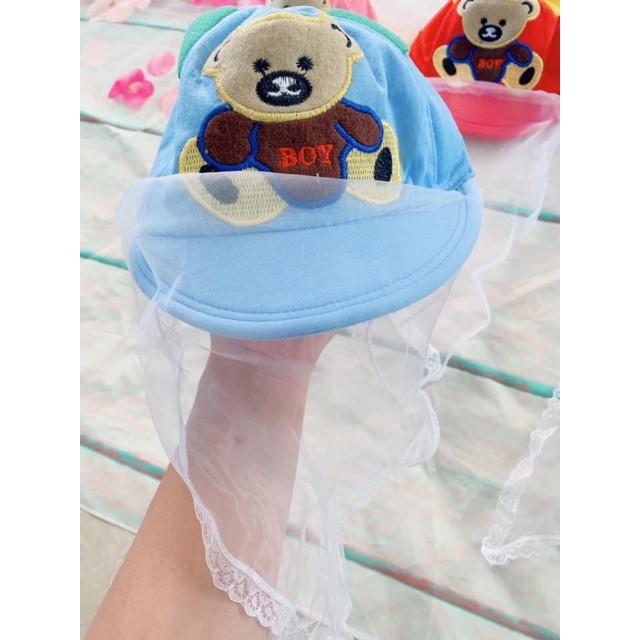 Mũ kèm khăn voan cho bé trai và bé gái