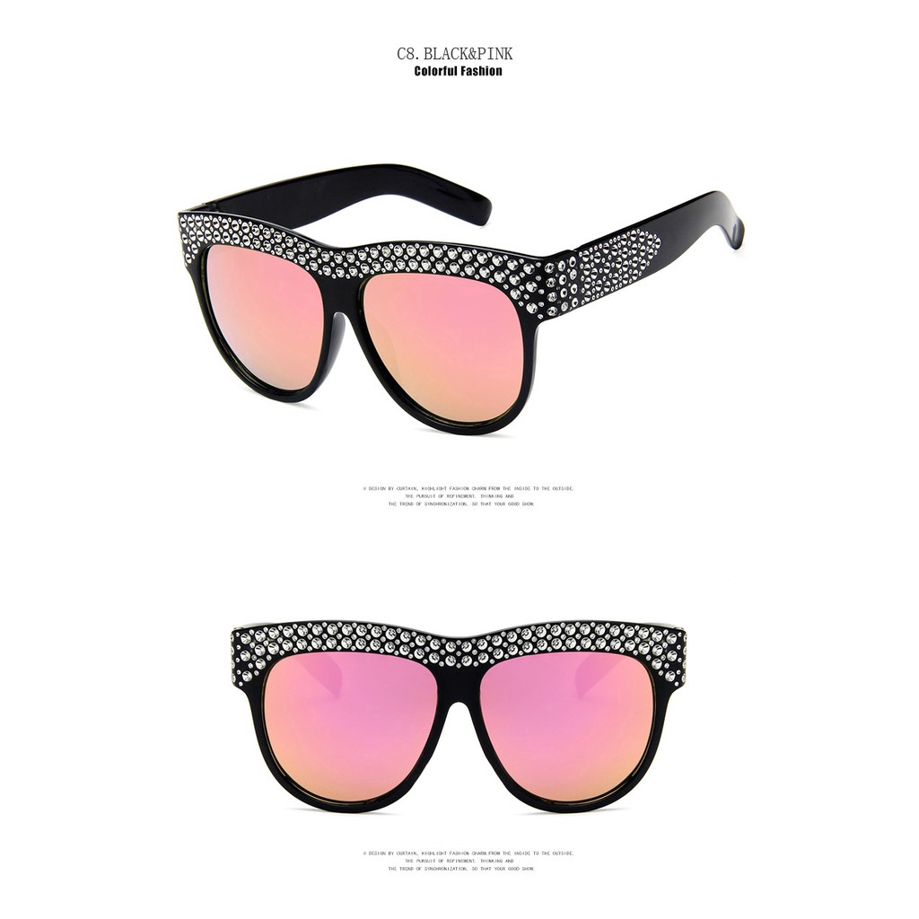 Kính mát gọng vuông đính kim cương thời trang cho nữ Samjune