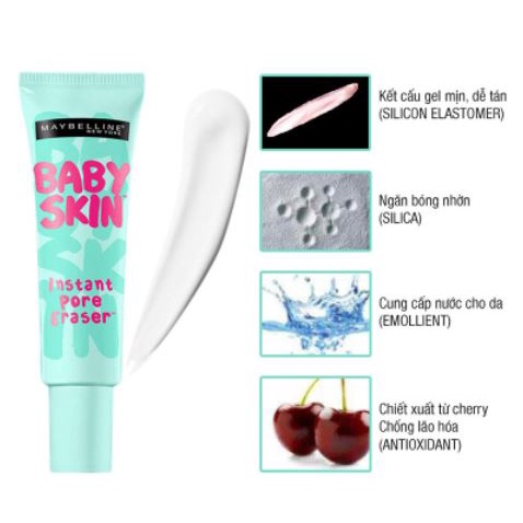 Kem Lót Mịn Da Che Khuyết Điểm Maybelline New York Baby Skin Pore Eraser Primer 22ml