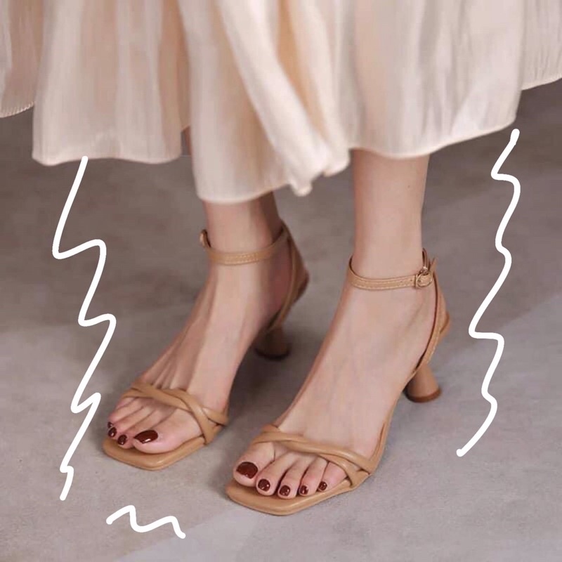 Sandal quai thắt,gót đồng hồ