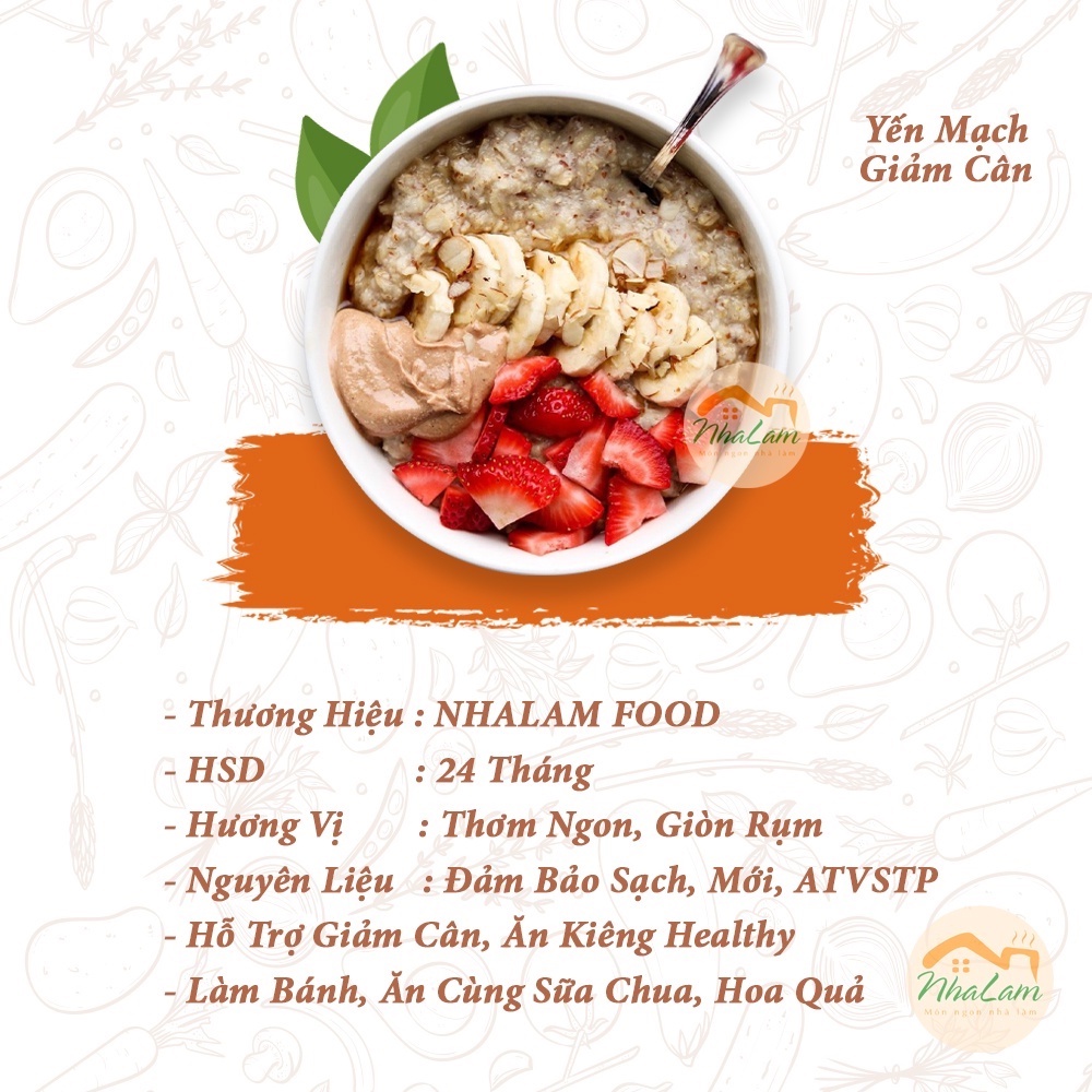 Yến Mạch Giảm Cân Cán Dẹt, Cán Vỡ Tiện Lợi, Thơm Ngon NHA LAM FOOD