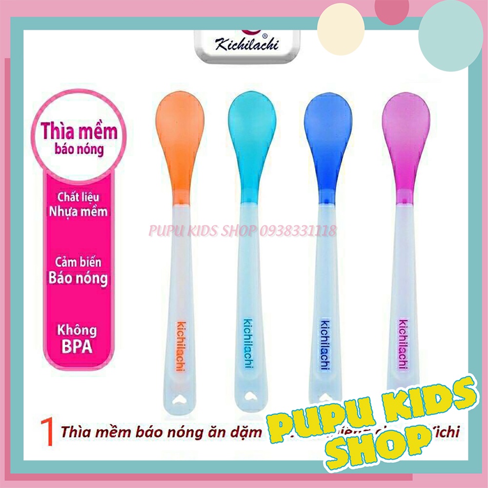 Bộ 4 Thìa Báo Nóng, Muỗng Cảm Ứng Nhiệt Kichi Cho Bé (Màu Ngẫu Nhiên) - Pupu Kids Shop