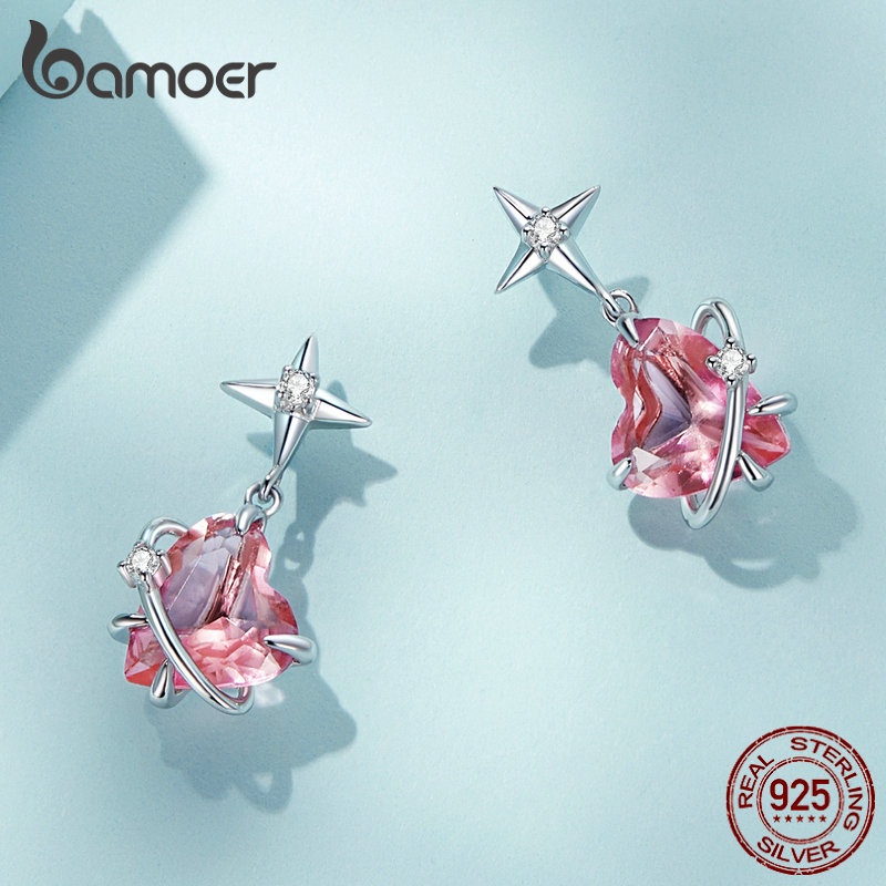 BAMOER Bông Tai bạc 925 HìNh HàNh Tinh ThờI Trang