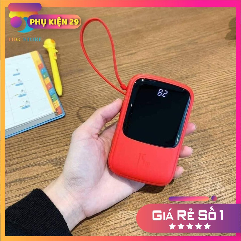 Pin dự phòng Baseus Q Pow Digital Display 10.000mAh(3A/ 15W) kèm cáp sạc iphone Giá tốt nhất shopee